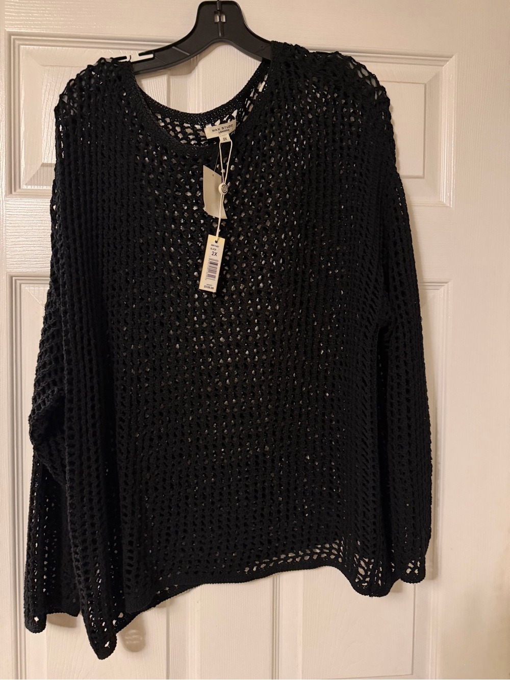 Max Studio Black Textured Knit Top